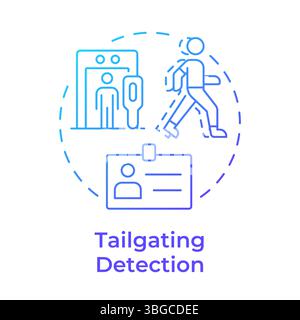 Tailgating and piggybacking blue gradient concept icon Stock Vector