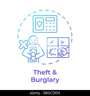 Theft and burglary blue gradient concept icon Stock Vector