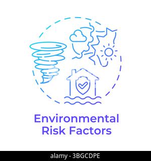 Environmental risk factors blue gradient concept icon Stock Vector