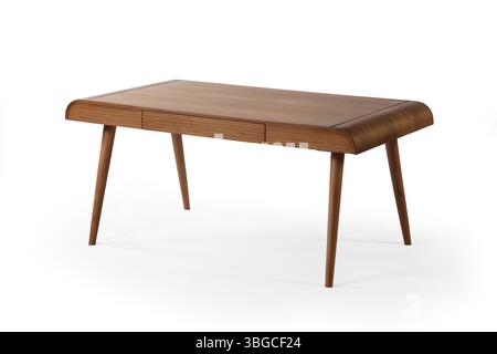 wooden table isolated on white background .dining table . Stock Photo