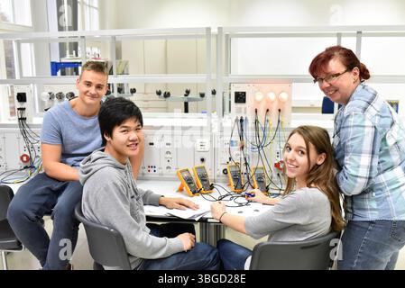 technical vocational training in industry: young apprentices and trainers in the classroom Stock Photo