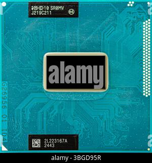 Milan, Italy 1 January 2025: Close-up of a computer cpu, highlighting its intricate circuitry, electronic components, and technological design Stock Photo