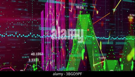 Image of data processing on black background Stock Photo