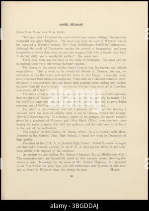 The album documents the Wynters School of Expression between 1923 and 1933, a school dedicated to speech arts, with departments in Voice and Body Expression. Founded in 1913 by Mary and June Wynters, it moved from North High St. to 10th Ave in 1919. Stock Photo