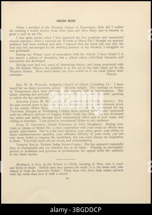 This album from the Wynters School of Expression (1923–1933) highlights the school’s mission to promote speech arts. Founded by Mary and June Wynters in 1913, it operated at two Columbus, Ohio locations and included departments of Voice and Body Expression, with profiles of faculty and alumni. Stock Photo