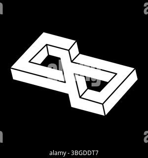 Impossible shapes. Geometric figures. Escher style. Web design element. Optical illusion object. Line design.  Stock Vector
