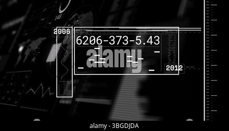 Image of data processing over dark background Stock Photo