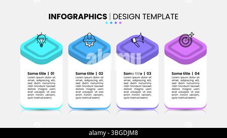 Infographic template with icons and 4 options or steps. Can be used for workflow layout, banner, diagram, webdesign. Vector illustration Stock Vector