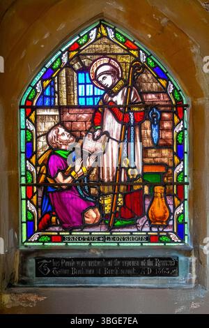 A stained glass window located in St Leonard's Church, Hythe, Kent, United Kingdom Stock Photo
