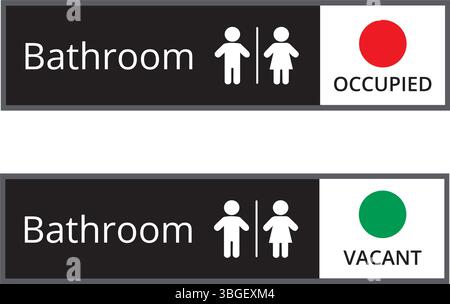 Vacant or occupied bathroom slider signs on white background Stock Vector