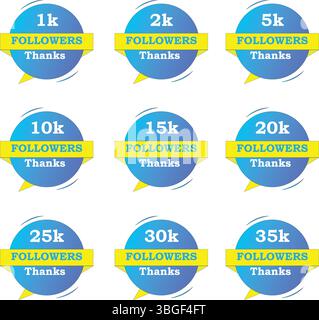 Vector 1k followers social media template. Banner for internet networks ...