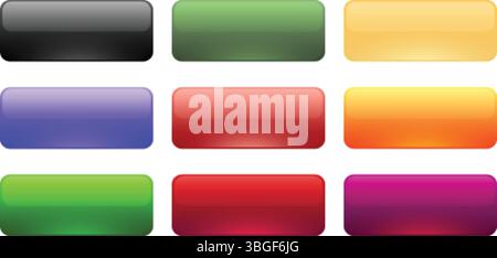 Glossy 3D Button Icon - Rainbow Gradient Glass Web Badge Design Stock Vector