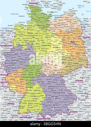 Map of the Federal Republic of Germany Stock Vector