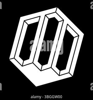 Optical illusion object. Impossible shapes. Web design element. Line design. Escher style.  Stock Vector