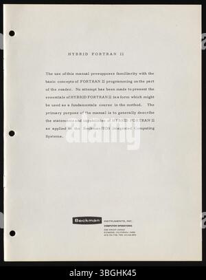 Beckman Solid State Module The Beckman/SDS Hybrid Fortran II, released in 1964, combined IBM's ...