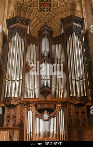 England, Somerset, Bath, Bath Abbey, Abbey Organ Stock Photo