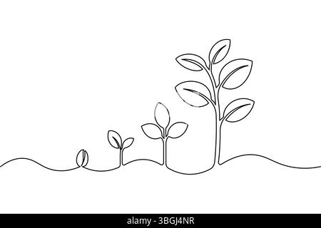 Simple plant life cycle icon linear style vector drawing Stock Vector