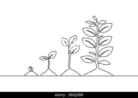 Simple plant life cycle icon linear style vector drawing Stock Vector