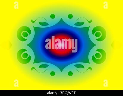 Psychedelic Eye Mandala with Vibrant Gradient - Abstract Spiritual Art Stock Vector