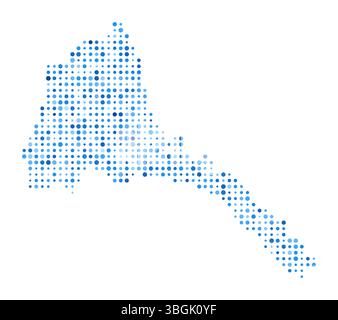 Eritrea Dot Map. Country Digital Style Shape. Eritrea vector image. Country shape blue circular dots. Stylish vector illustration. Stock Vector