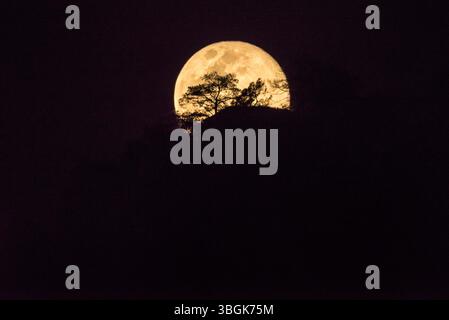 Moonrise at Amatlán, Morelos, Mexico. Stock Photo