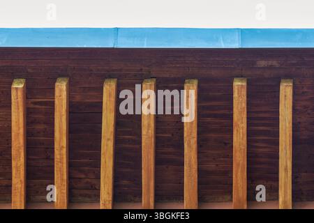 Close-up detail of the abandoned Sporthotel Paradiso al Cevedale, designed by Gio Ponti. This weathered architectural relic in the high Val Martello, Autonomous Province of Bolzano, South Tyrol Stock Photo