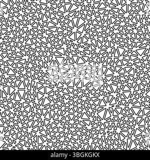 Tileable abstract background. Tiny triangles size. Black and white style. Rounded triangles outlined. Repeatable pattern. Monochrome contrast. Stock Vector