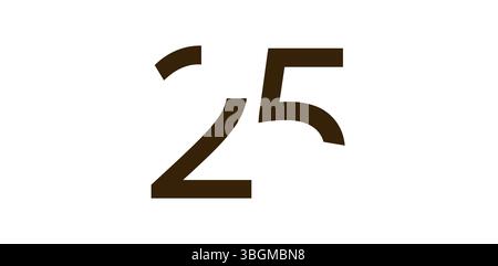 Style 25 Number 25 2 5 Number Logo Design with a Creative Cut and Black Circle ...