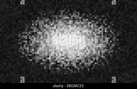 Soft pixel glitch noise gradient. Bright center fades into dark corners, creating a compressed data or digital blur texture. Modern abstract interface Stock Vector