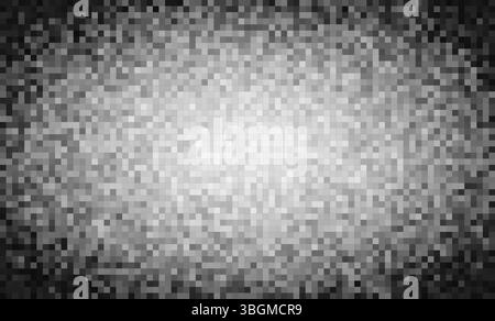 Soft pixel glitch noise gradient. Bright center fades into dark corners, creating a compressed data or digital blur texture. Modern abstract interface Stock Vector