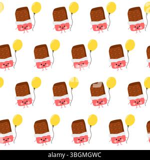 Chocolate character seamless pattern on white background. Stock Vector