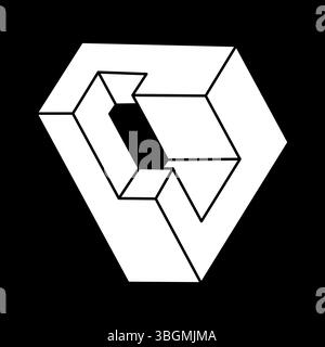 Optical illusion object. Impossible shapes. Web design element. Line design. Escher style.  Stock Vector
