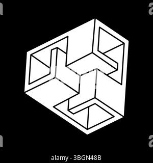 Impossible shapes. Escher style. Web design element. Optical illusion object. Line design. Geometric figures.  Stock Vector