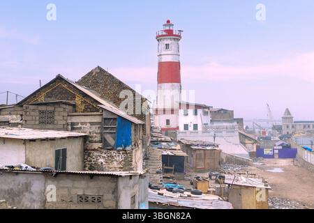 Jamestown Lighthouse in Jamestown in Accra in the Greater Accra Region in the south of Ghana in West Africa Stock Photo