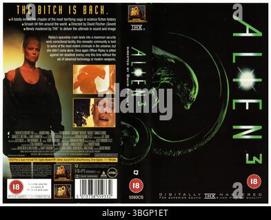 Alien 3 1992 American science fiction horror film directed by David Fincher VHS Cover by Twentieth Century Fox Home Entertainment 1997 edition Stock Photo