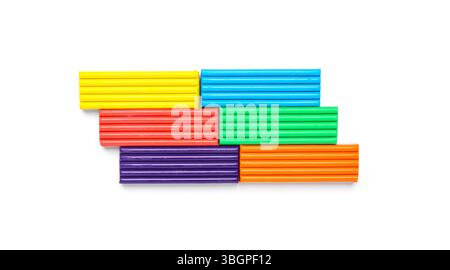 Colorful plasticine on white background Stock Photo