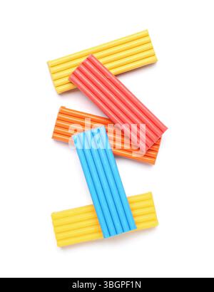 Colorful plasticine on white background Stock Photo