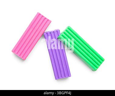 Colorful plasticine on white background Stock Photo