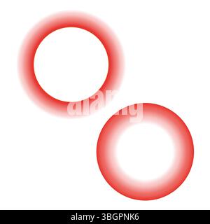Glowing red circles. Soft shadow rings. Round light effect. Vector abstract symbol. Stock Vector