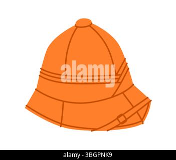 Pith Helmet. Safari Explorer Head Fashion accessory cap clothing technical illustration. Vector headgear for Men, women, unisex style, flat template CAD mockup sketch outline isolated Stock Vector