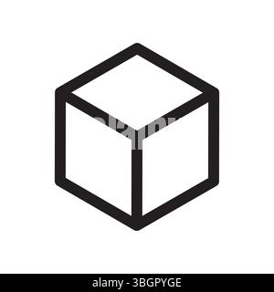 Isometric cube icon. Abstract 3D shape. Minimal black box. Vector geometric form. Stock Vector
