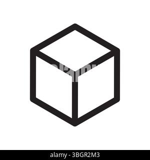 Isometric cube icon. Abstract 3D shape. Minimal black box. Vector geometric form. Stock Vector