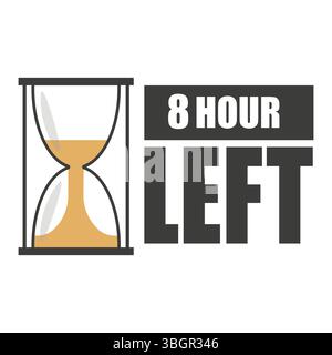 Hourglass countdown icon. Eight hours left. Timer pressure vector. Bold monochrome shape. Stock Vector