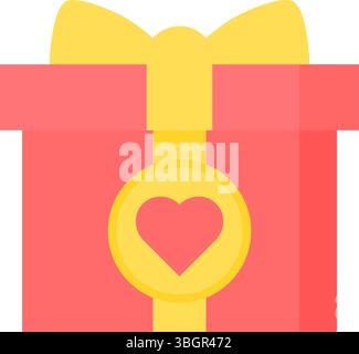 Red gift. Red gift with heart symbol. Stock Vector