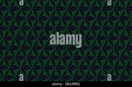 Dark Green and Blue Seamless Triangle Grid Vector Background with Subtle Depth Effect for Futuristic Design Stock Vector