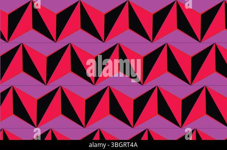 Repeat Abstract Red and Black Seamless Vector Pattern with 3D Arrowhead Motifs for Textile and Print Design Stock Vector