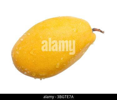 Single ripe yellow mango fruit is isolated on white background with clipping path. Stock Photo