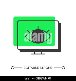 Online monitoring offset shadow line icon Stock Vector