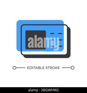 Intercom panel offset shadow line icon Stock Vector