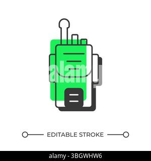 Portable radio station offset shadow line icon Stock Vector